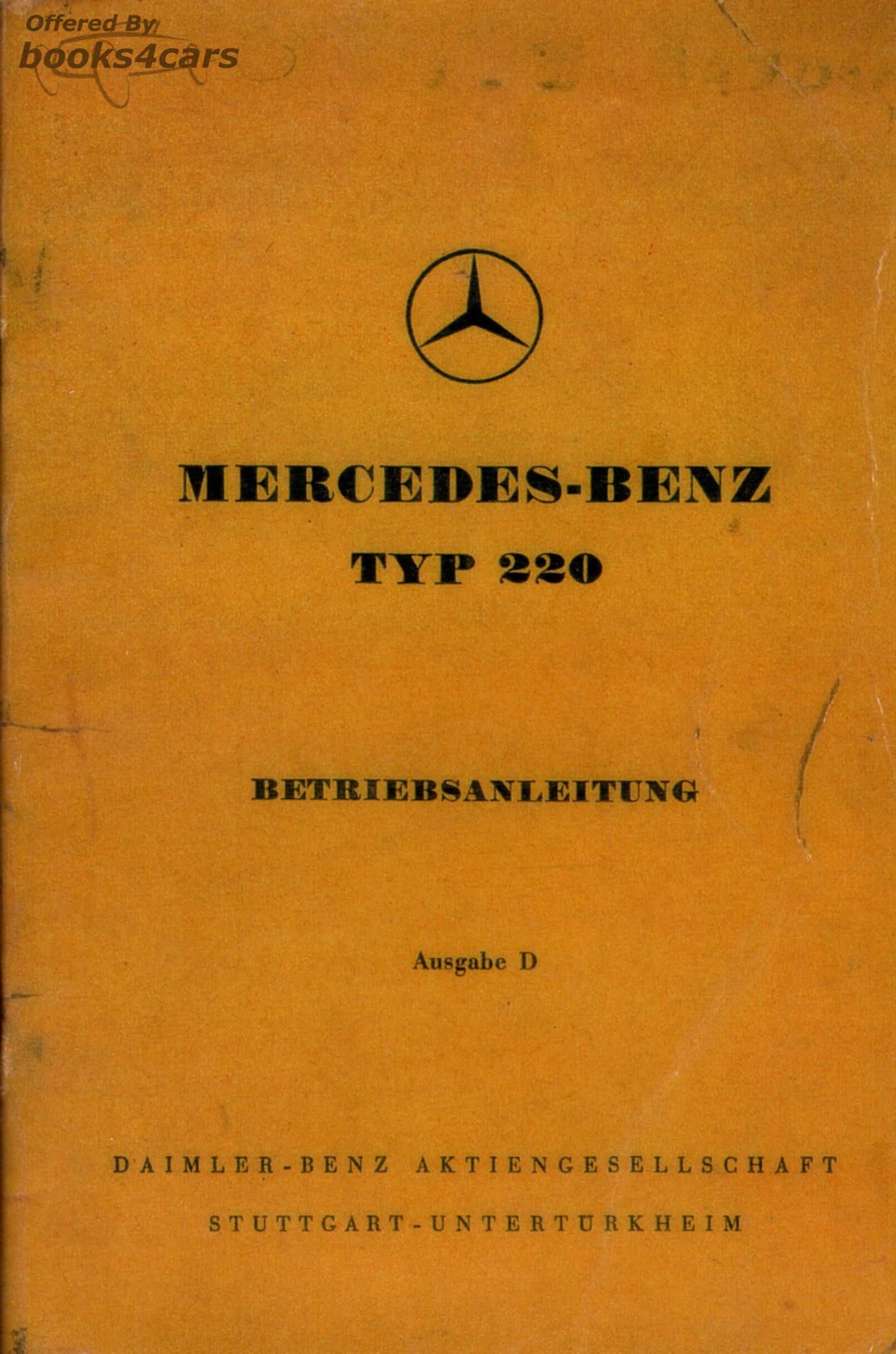 view cover of 54 220 Owners Manual by Mercedes Sedan & Cabriolet A & B GERMAN Language