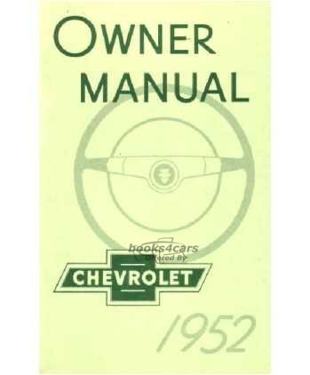 view cover of 1952 Owners manual by Chevrolet 1952 Chevy passenger car