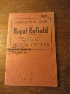 view cover of 1953 Instruction Manual by Royal Enfield for 500 & 780 cc - 1953