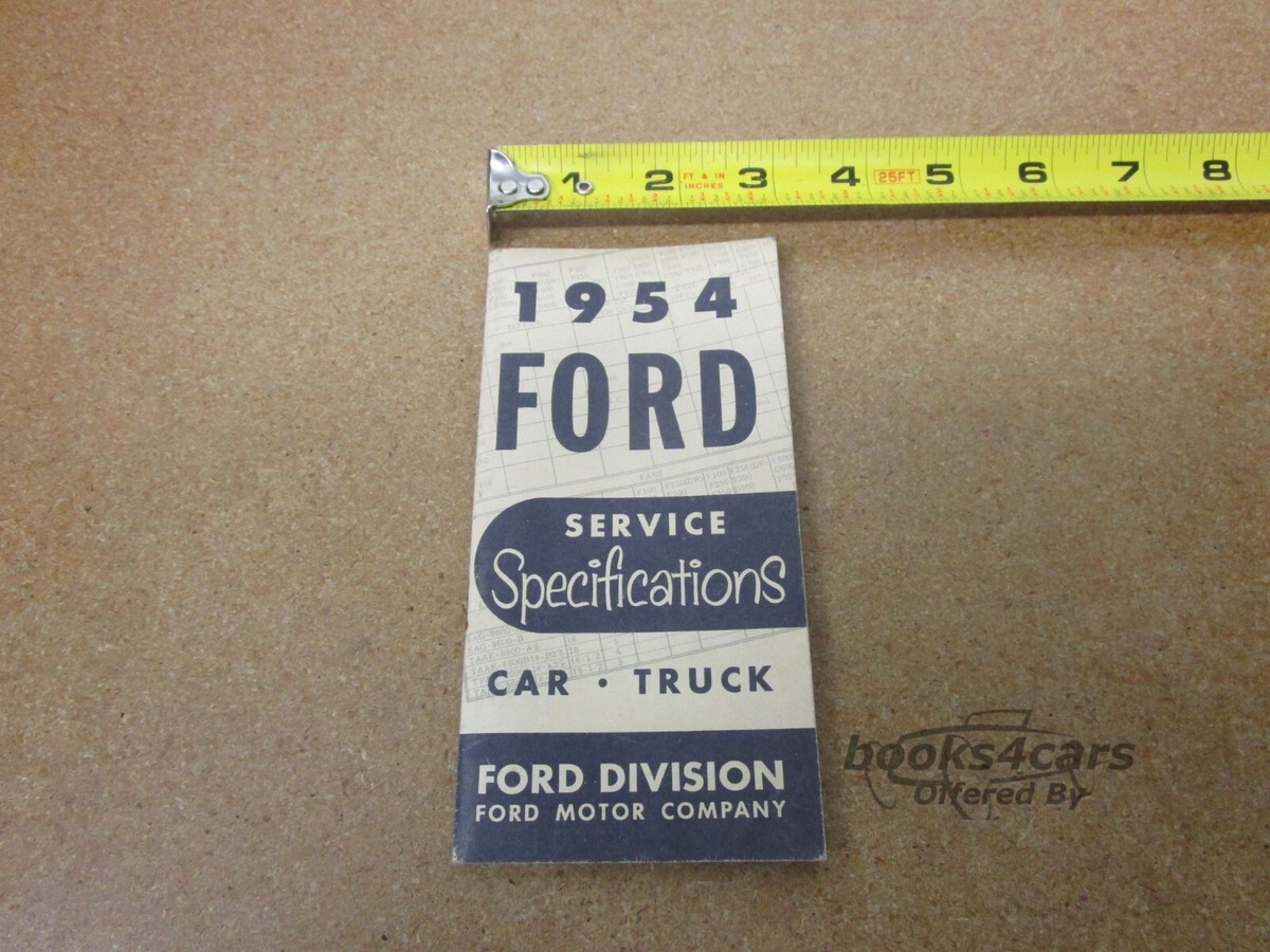 view cover of 1954 Service Specifications Manual for Car & Truck includes T-bird by Ford 4