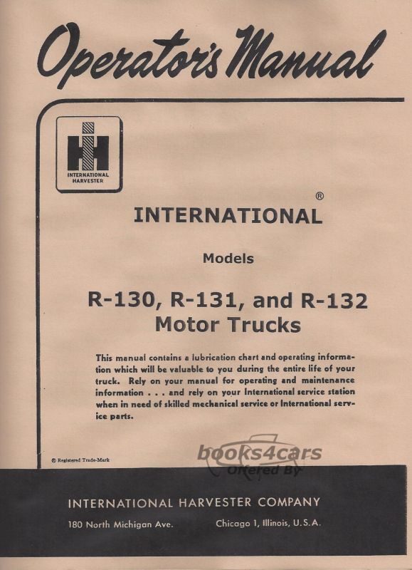 view cover of 1953-1955 Model R-130 to R-132 Owners manual