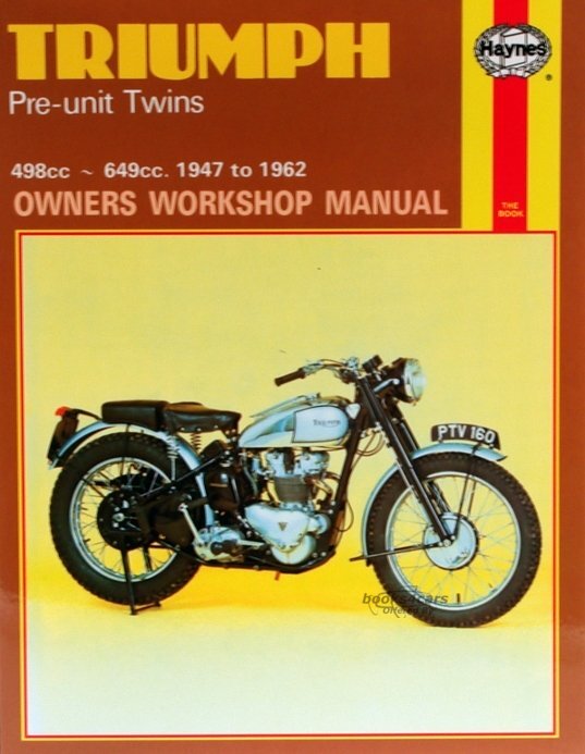 view cover of 1947-1962 500 & 650 Pre-Unit Twins Shop Service Repair Manual by Haynes for Triumph Motorcycle Speed Twin Tiger Trophy Thunderbird Bonneville