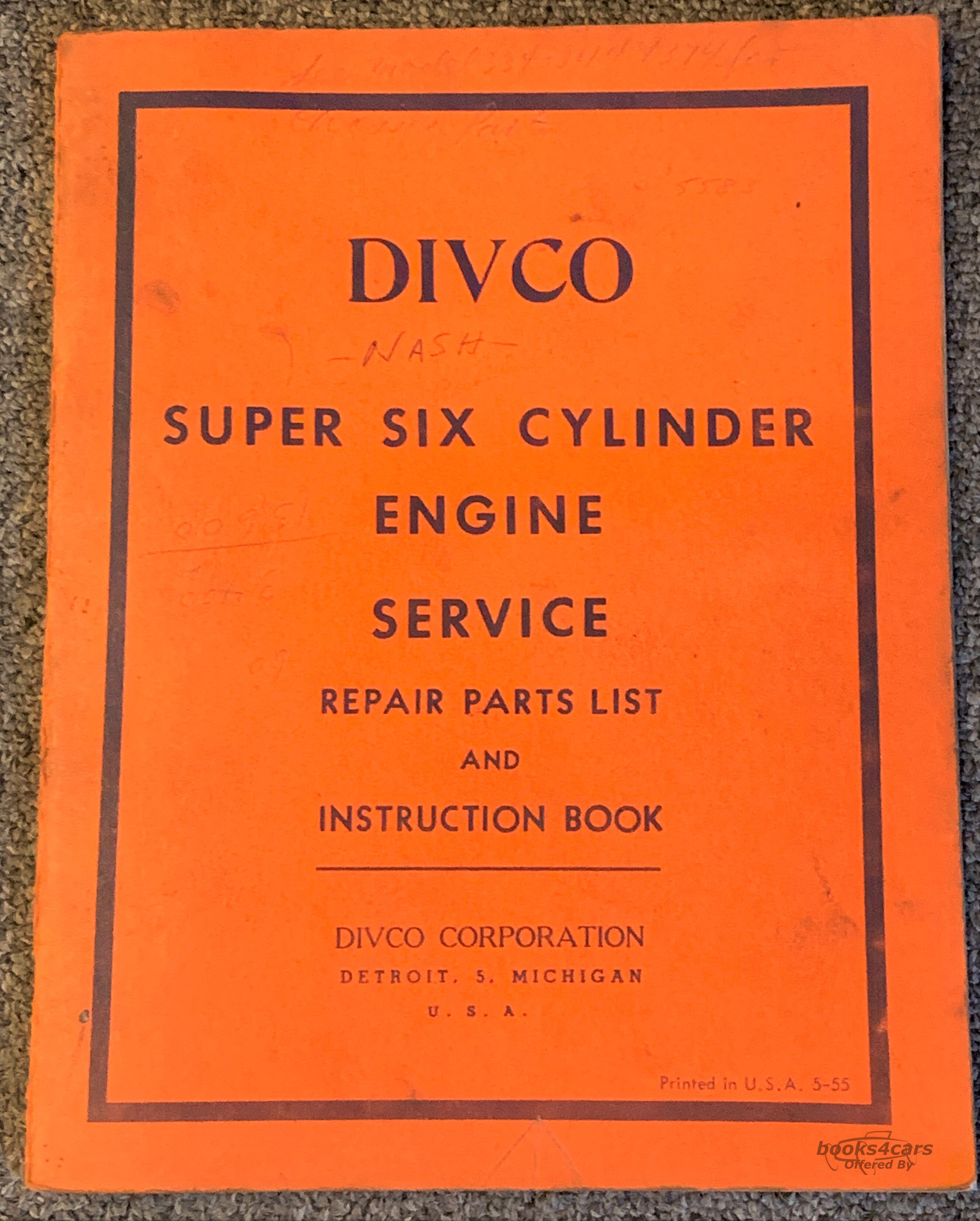 view cover of DIVCO Super Six Cylinder Engine Repair Parts List & Instruction Book beginning with engine #DIV.1655