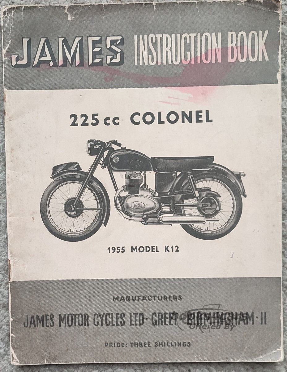 view cover of 1955 Instruction Manual by James Colonel 225 cc K12 1955 K 12. 32 pages.