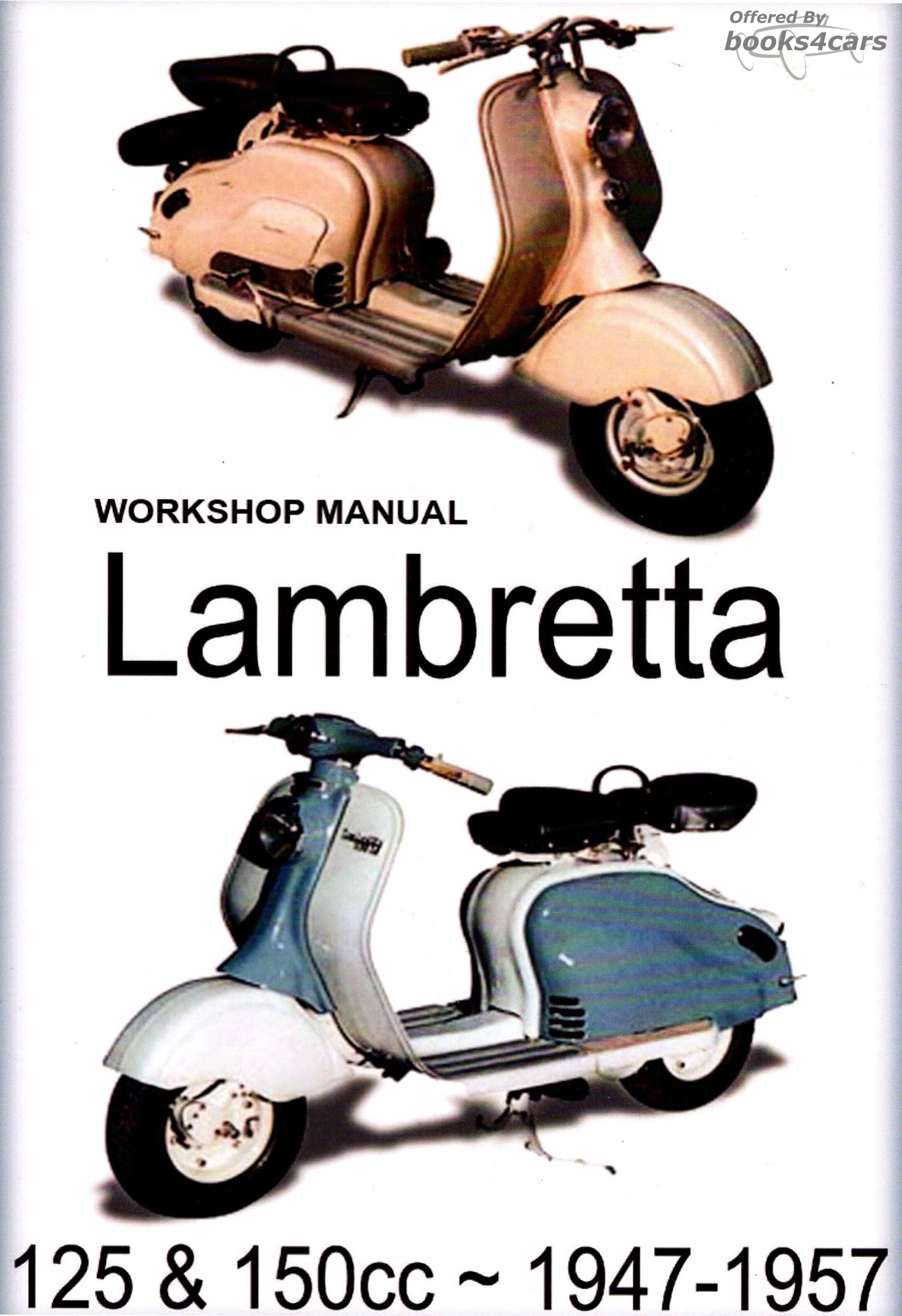 view cover of 1954-1957 Shop Manual by Lambretta for 125 & 150 cc 1954-57. 92 pages.