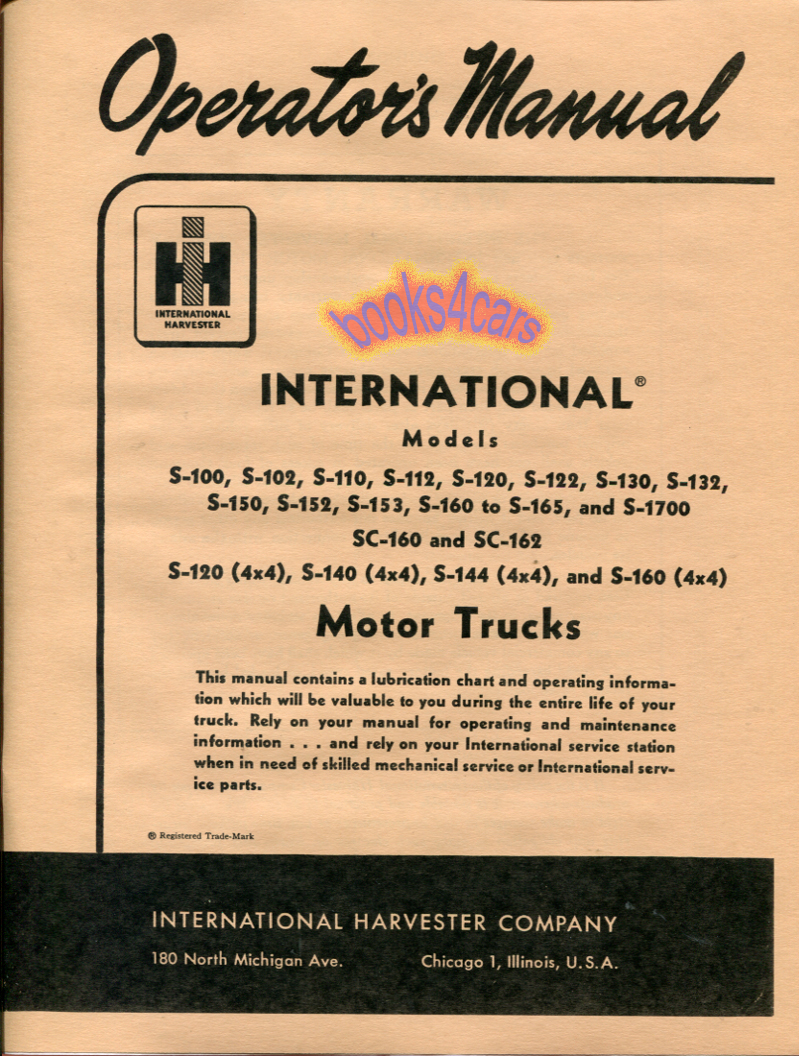 view cover of 1955-1957 S100 S110 S120 S130 S180 owners manual by International for pickup & Travelall