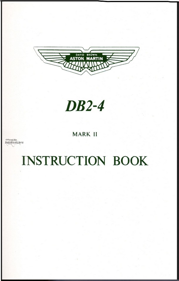 view cover of 1955-1957 DB2/4 Mk II Owners Manual by Aston Martin