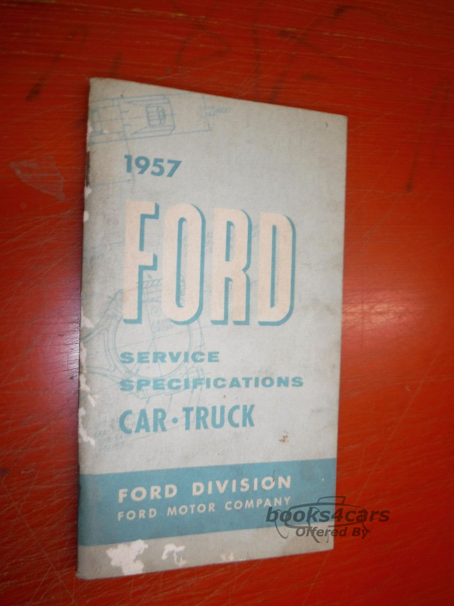 view cover of 1957 Service Specifications Manual for car & truck includes T-bird by Ford 4