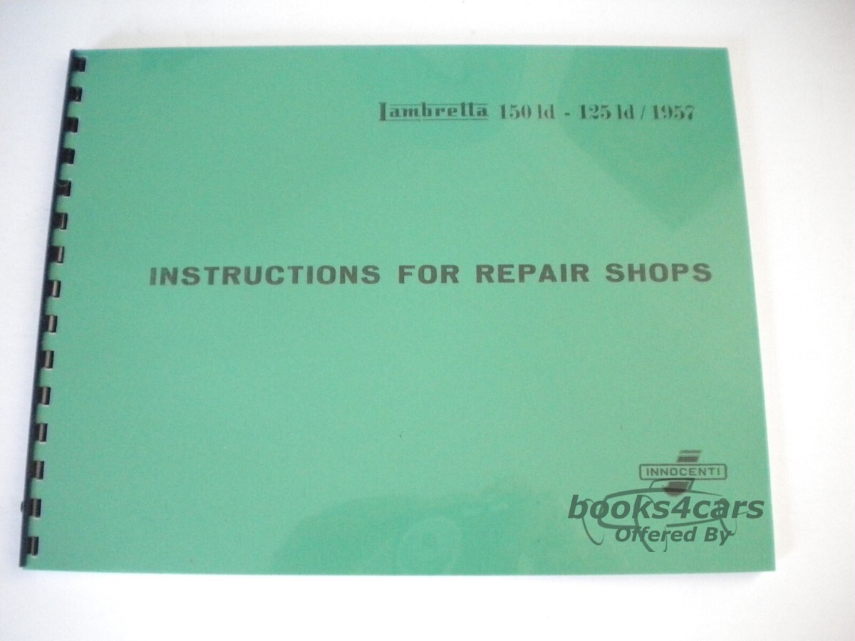 view cover of 1957 Shop Service Repair Manual by Lambretta for 150 D & LD 1957. 176 pages. 150D 150LD