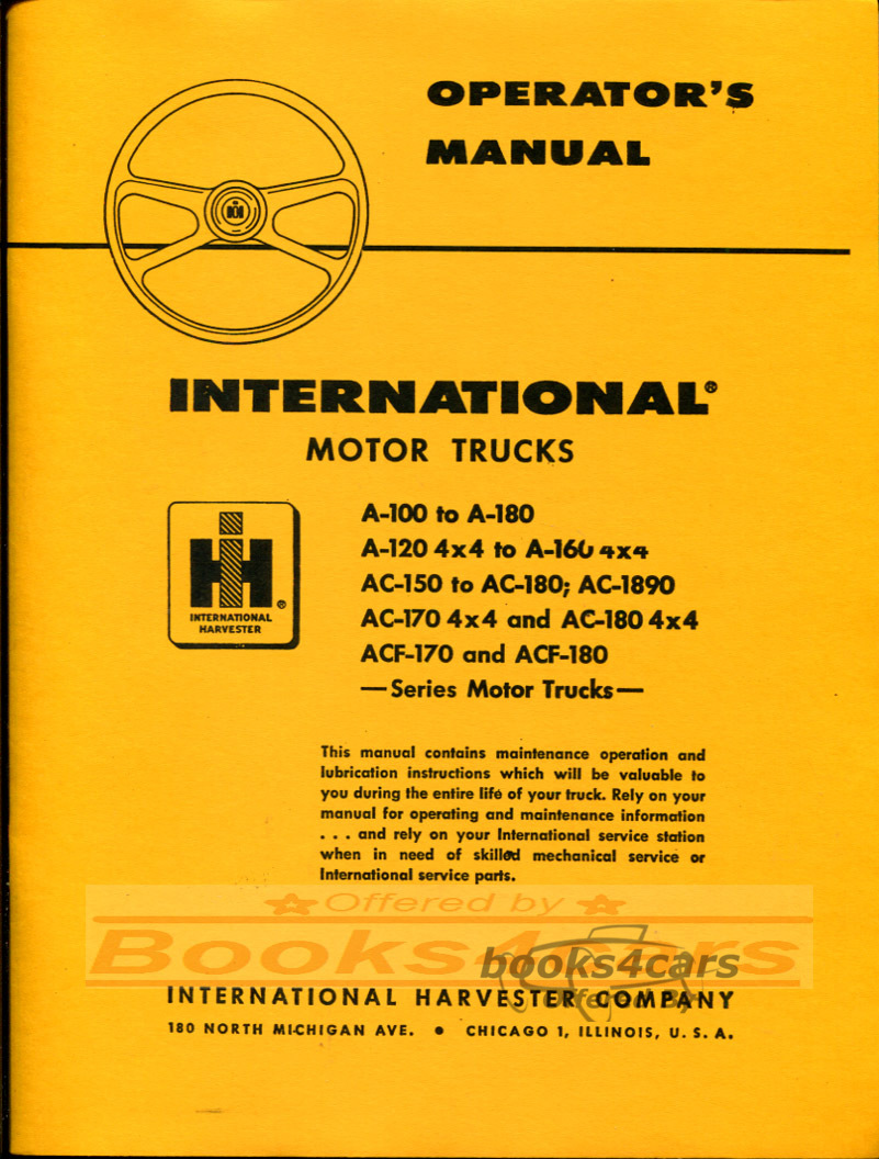 view cover of 1957-1959 International A100 A130 Sales Brochure by International 12 pgs in color