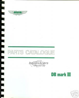 view cover of DB Mark 3 parts manual by Aston Martin for DB MkIII