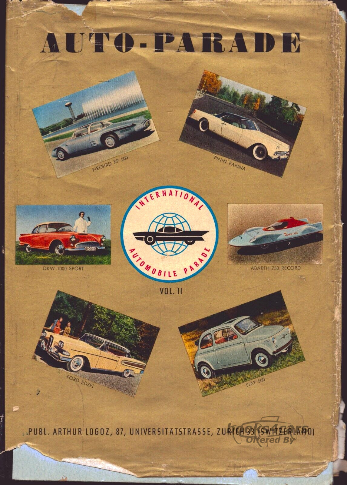 view cover of 1958 International Auto Parade Volume 2 - by Arthur Logoz - in English German and French