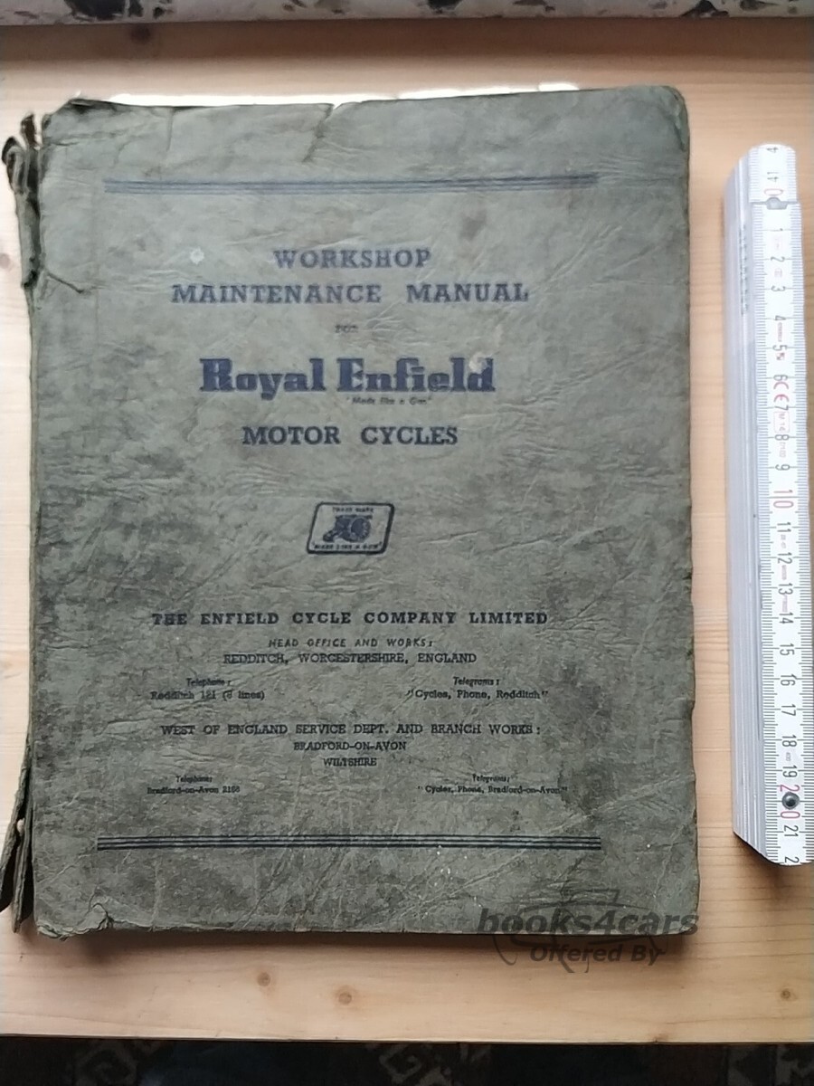 view cover of 1956-1961 Instruction Book by Royal Enfield for 350, 500 & Trials. 1956-61. 52 pages