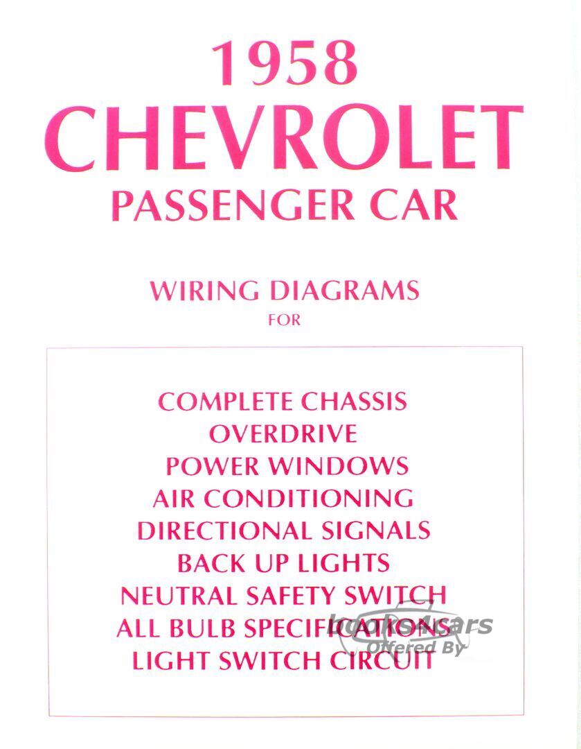 view cover of 1958 Chevy Passenger Car Wiring Diagram by Chevrolet