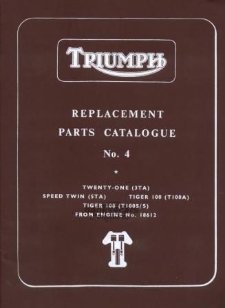 view cover of Parts Manual Book for Triumph 350 & 500 No.4 1957-62