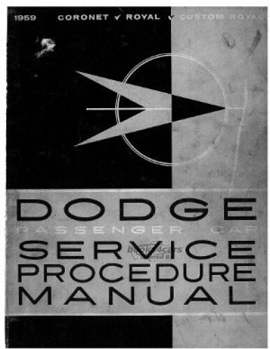 view cover of 1959 Dodge car Shop Service Repair Manual supplement to 58 manual