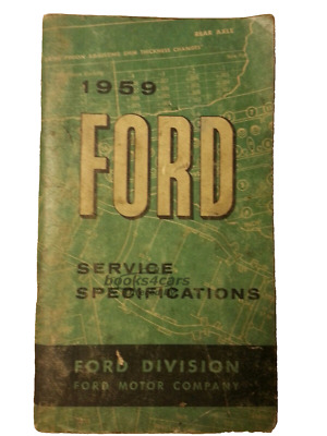 view cover of 1959 Service Specifications Manual for car & truck includes T-bird by Ford 4