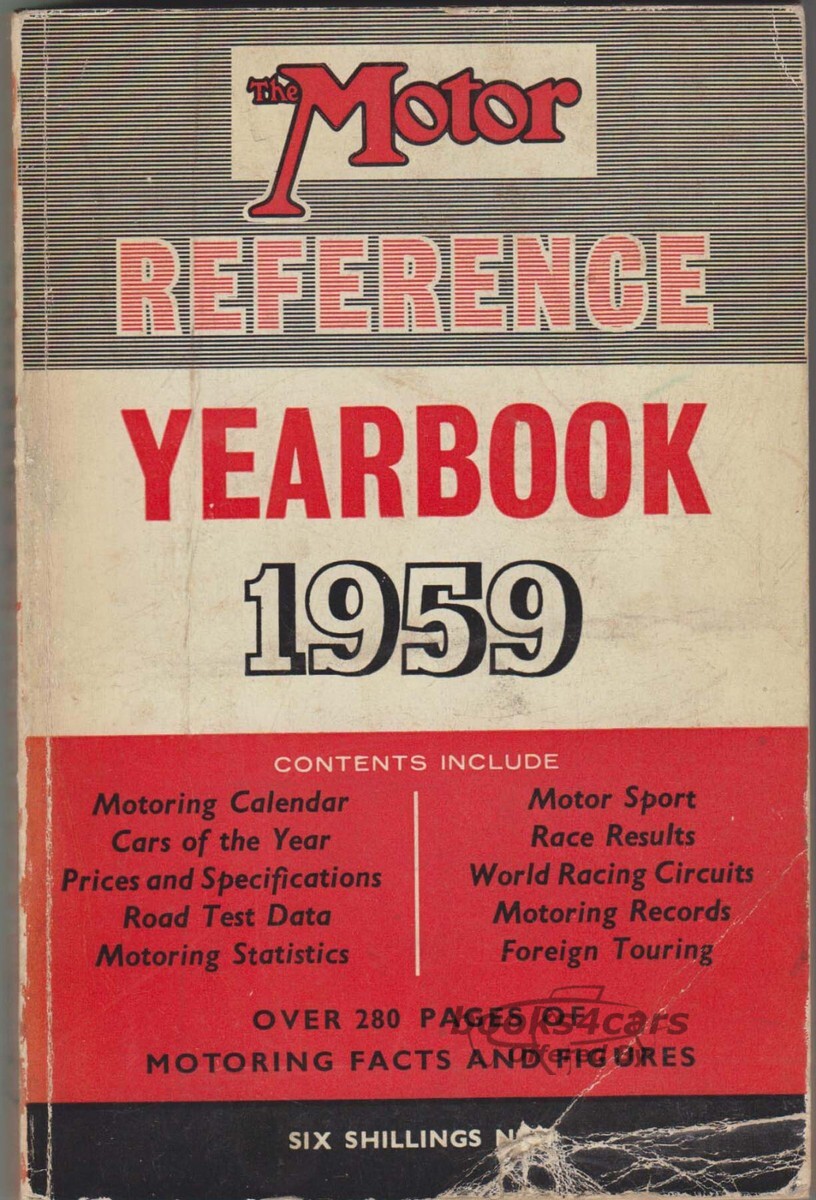 view cover of 1959 The Motor Reference Yearbook Edited by Philip A Turner