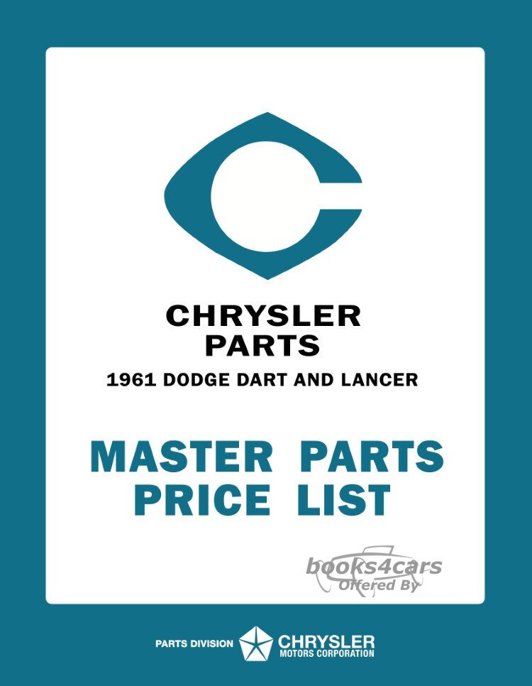 view cover of 1961 Dodge Passenger Car Parts Manual for Lancer & Dart