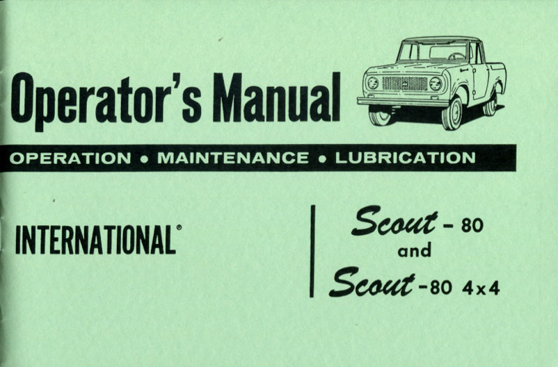view cover of 1961-1964 Scout Owner Manual by International for all models 4x2 4x4 80