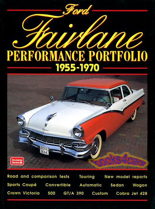 view cover of 1955-1970 Fairlane Performance Portfolio, 140 pgs of articles about hi-po mid-size Ford, compiled by Brooklands
