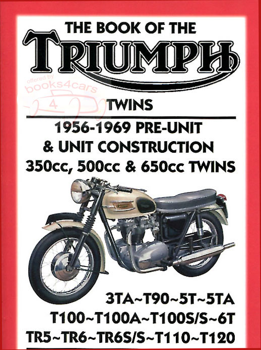 view cover of 1956-1969 Shop Service Repair Manual by Clymer Book of the Triumph covering 350 500 650 Pre-Unit Twins 3TA 5TA Speed Twin T90 Tiger 90 Tiger T100A T100S 6T TR5 TR6 T110 T120 & more