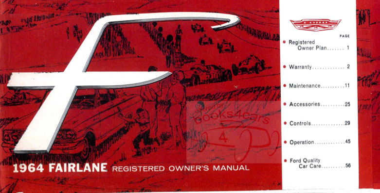 view cover of 1964 Ford Fairlane Owners Manual by Ford