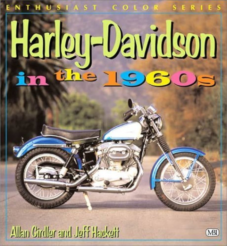 view cover of Harley in the 60's by Girdler & Hackett: 96 pages with many photos covering XKCH Sprotseter, Duo Glides, Electra Glides, Aeronautica, Macchi, Panheads, Shovelheads, Engine development, the AMF takeover, and more...