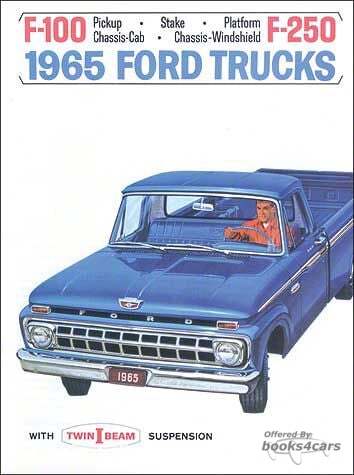 view cover of 1965 Sales Brochure by Ford Truck for F100 F150 F250 pickup stake platform full color 8 pages