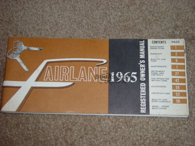 view cover of 1965 Fairlane Owners Manual by Ford