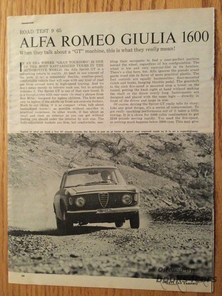 view cover of Reprint of a 65 Road Test article for the Alfa Romeo Giulia Sprint GT