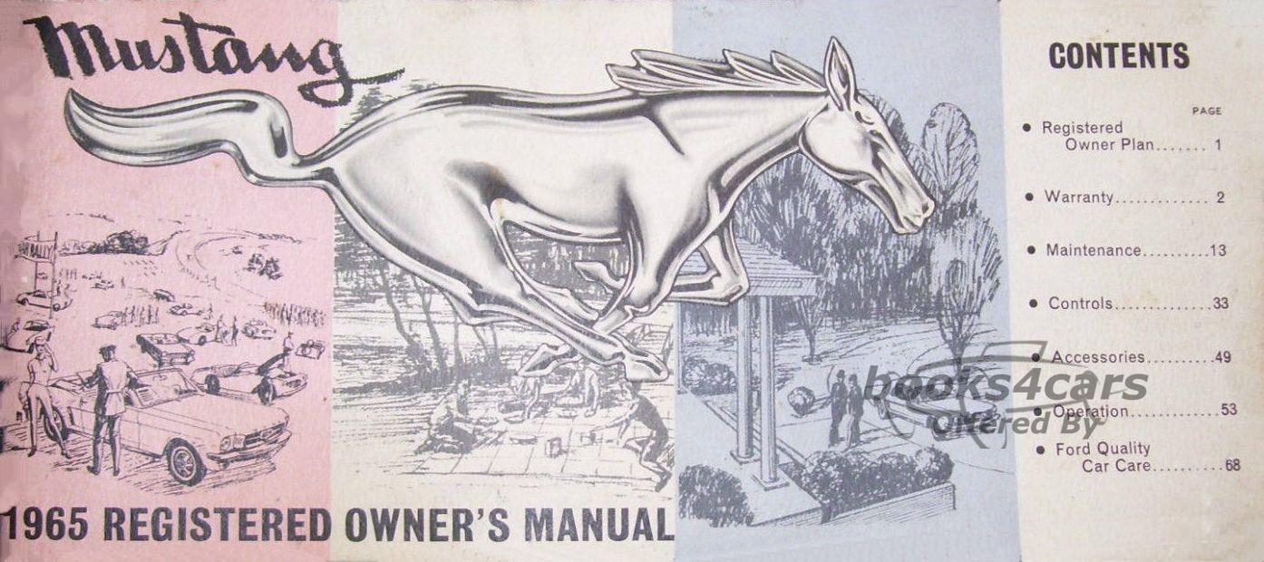 view cover of 1965 Mustang owners manual by Ford: 68 pages