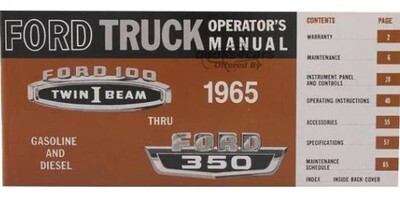 view cover of 1965 Ford Truck Owners Manual by Ford for F100 F150 F250 F350
