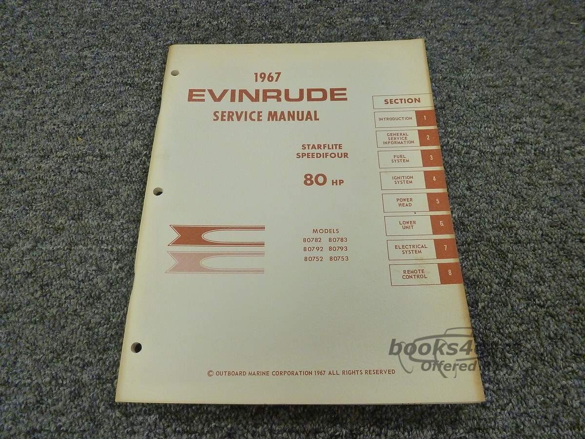 view cover of 1967 HP Service Manual by Evinrude covering 80782 80783 80792 80793 80752 80753 models