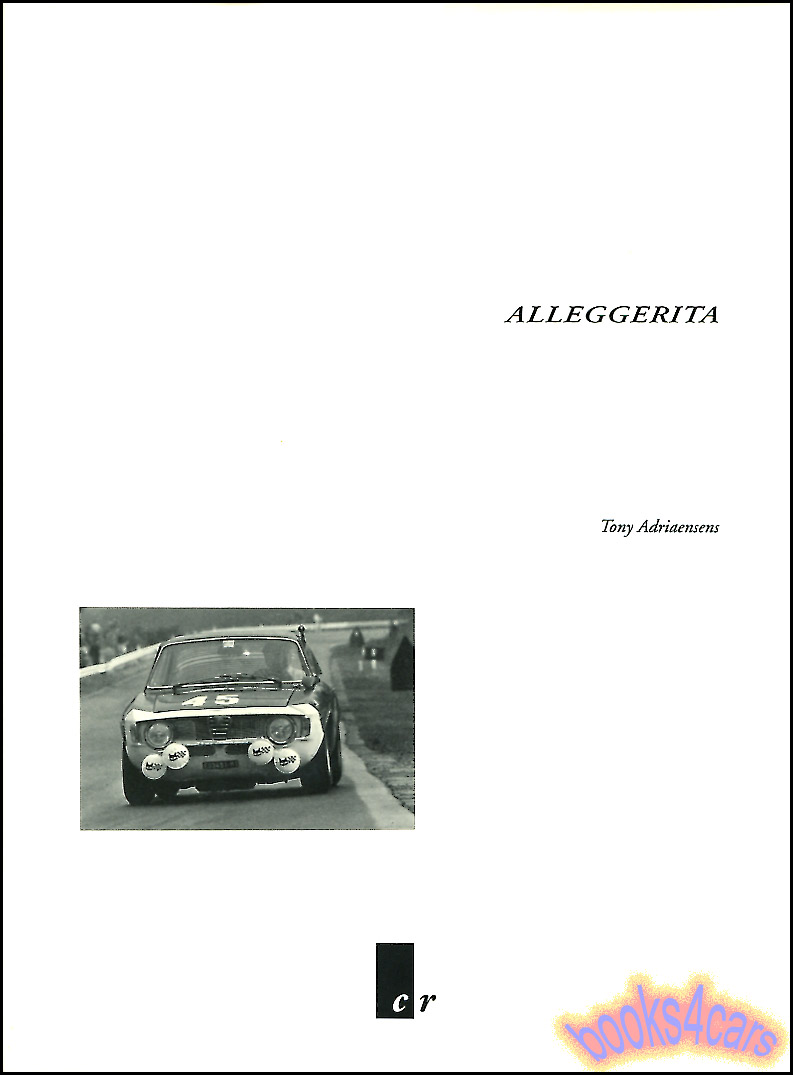 view cover of Alleggerita on Alfa Romeo GTA first edition
