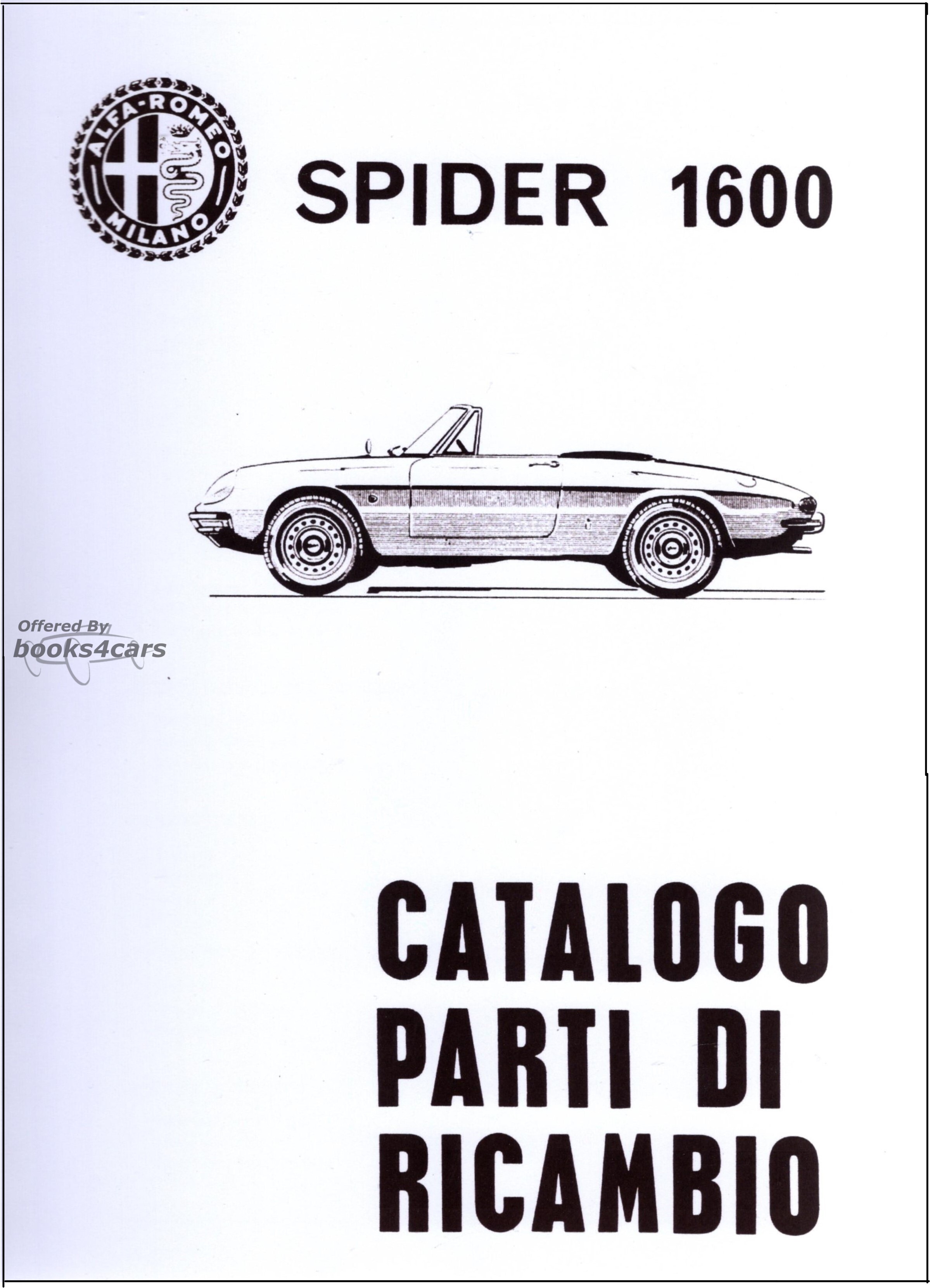 view cover of 1966-1968 Duetto Spider 1600 parts manual by Alfa Romeo