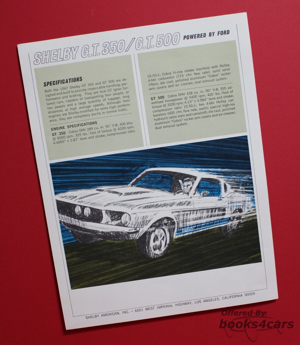 view cover of 1967 Shelby Mustang Sales Brochure by Shelby American for GT 350
