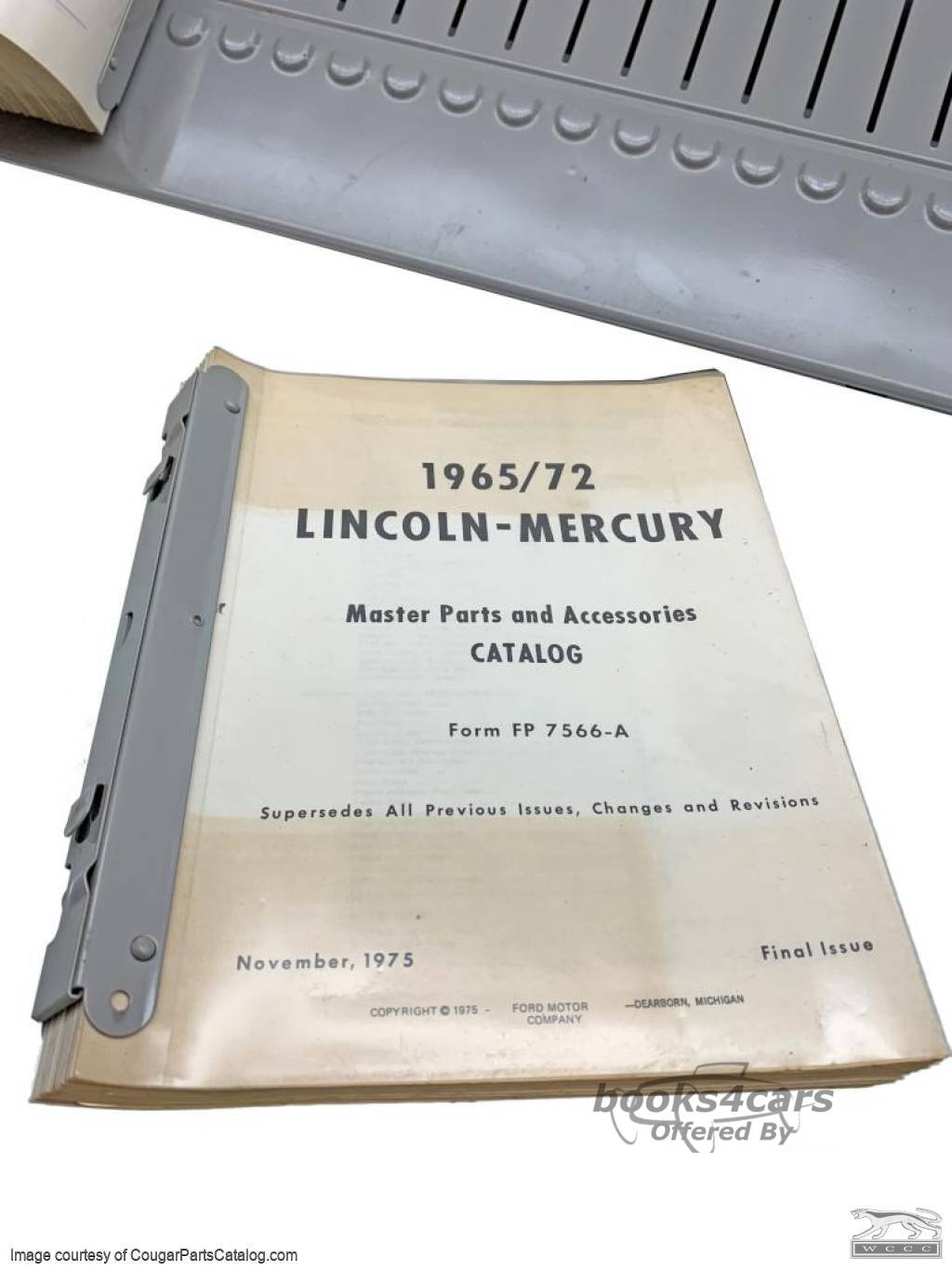 view cover of 1965-1972 Parts manual by Lincoln & Mercury for all models including Continental Park Lane Comet Cougar Montego Cyclone Capri and more in 5,100 pages