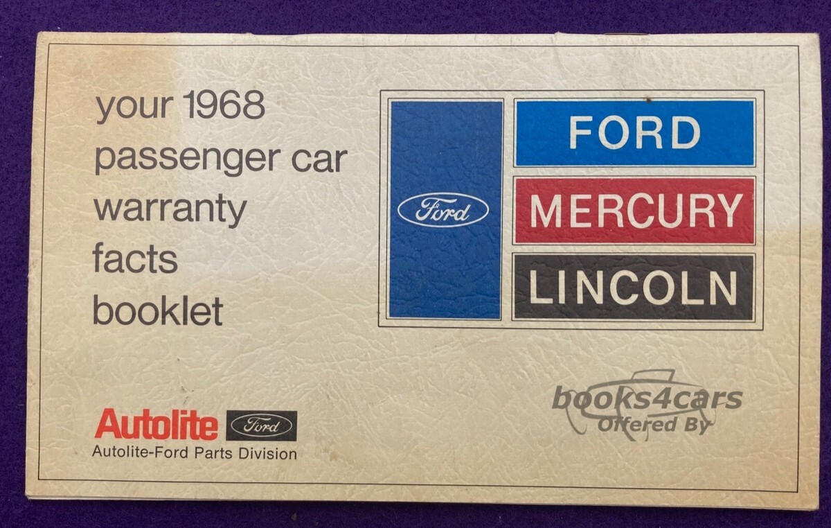 view cover of 1968 Ford Passenger Car Warranty booklet