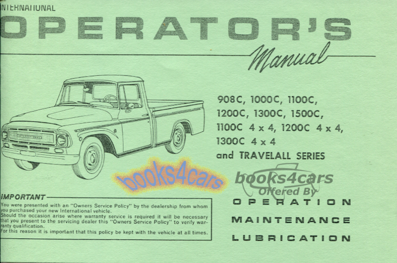 view cover of 1968 908C to 1500C Operators manual