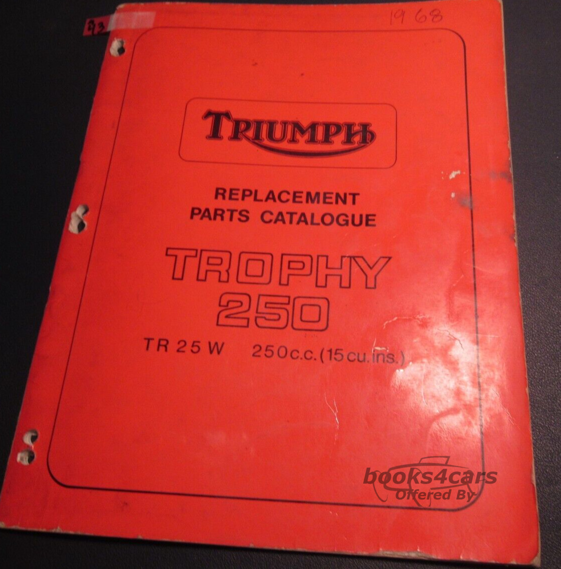 view cover of Parts Manual Book for TR25W 1968