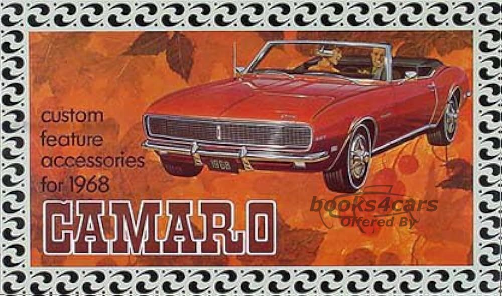 view cover of 1968 Camaro custom features and accessories sales brochure catalog by Chevrolet
