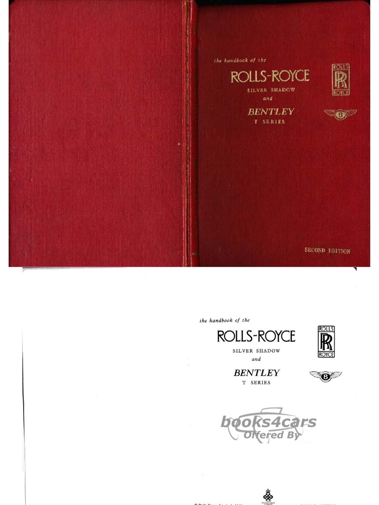 view cover of 1968-1969 Owners Manual by Rolls Royce for Silver Shadow & Bentley T from serial number 6001-9000 TSD 2436