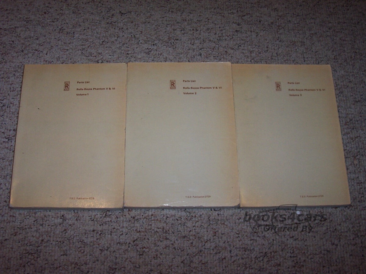 view cover of 1959-1980 Phantom V & VI Parts Book by Rolls-Royce