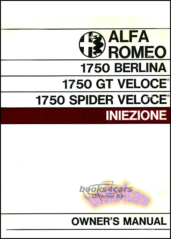 view cover of 1969-1971 Spider Owners Manual 1750 (squaretail) by Alfa Romeo