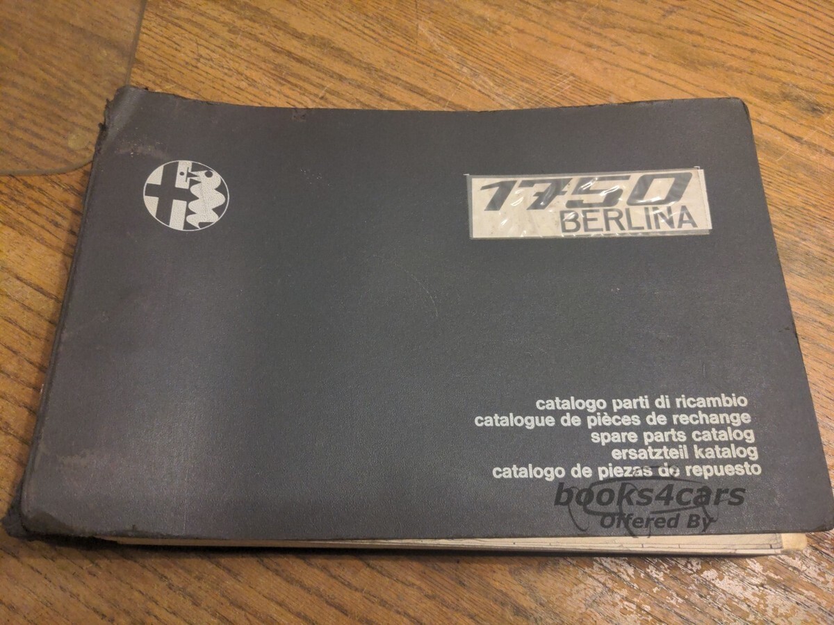view cover of 1750 Berlina Parts Catalog Manual by Alfa Romeo