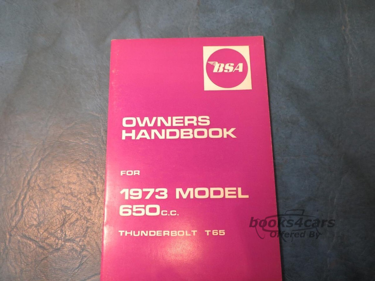 view cover of Owners Manual Handbook for BSA for T65 1973