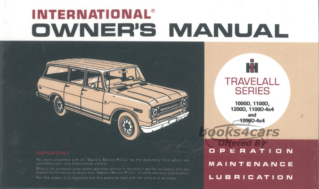 view cover of 1970 Travelall 1000D to 1200D owners manual by International truck
