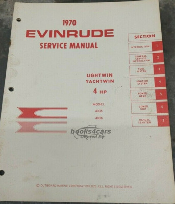 view cover of 1970 Lightwin & Yachtwin 4HP 4006 & 4036 Shop Service RepairManual by Evinrude