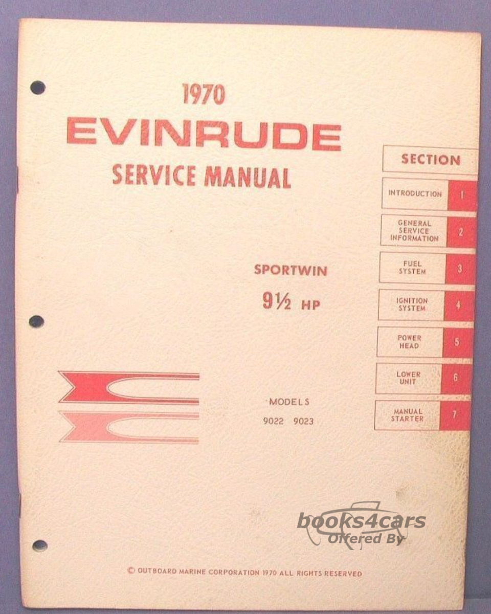 view cover of 1970 Sportwin 9 1/2HP model 9022 & 9023 Shop Service RepairManual by Evinrude